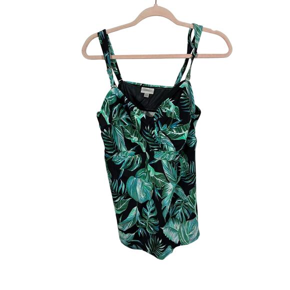 The Avenue Plus Size Twist tropical Print Swim Tank Coverup Set Vacation 20 Lake - Picture 4 of 6